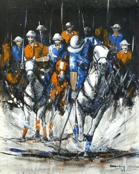 Naeem Rind, 24 x 30 Inch, Acrylic on Canvas, Polo Painting, AC-NAR-043
